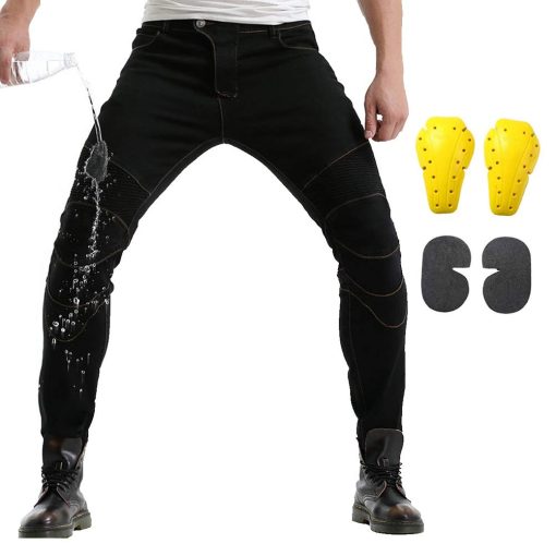 Pantalones de moto para hombres Takuey 2019 impermeables de motocross con 4 X rodilleras y protectores de cadera (XL, Negro)