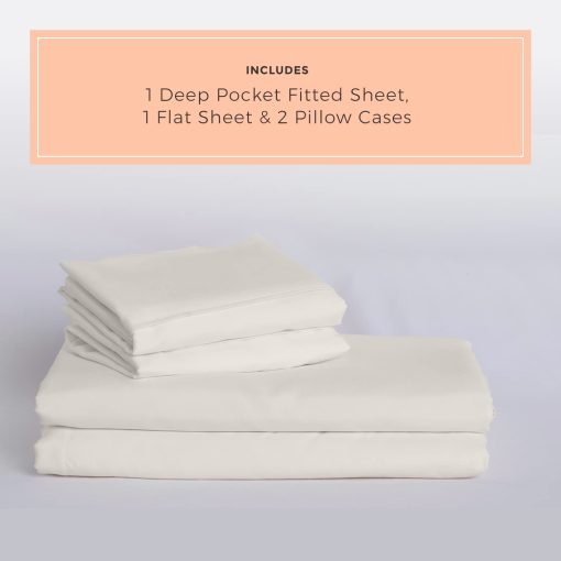 Juego de sabanas de Vanilla Bean PeachSkinSheets - Nivel de suavidad de 1500tc - Sabanas extra suaves y frescas para personas que duermen caliente y sufren de sudoracion nocturna - Tamano Queen - Imagen 2