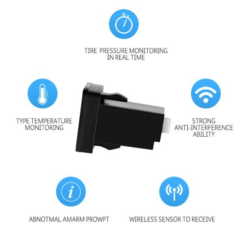 Sistema de Monitor de Presion de Neumaticos TPMS U912 Monitoreo de Presion y Temperatura en Tiempo Real 4 Sensores RF Internos/Externos Ranura Predeterminada Bateria de 5 anos (Para Nissan, con 4 sensores internos/bateria reemplazable) - Imagen 4