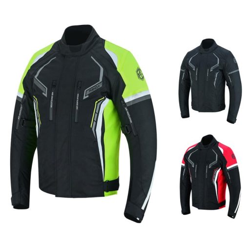 Chaqueta de moto PANDA CYCLE GEAR para hombre de alta visibilidad impermeable con armadura CE para enduro y motocicletas de doble deporte y acolchado de espuma para proteccion, Chaqueta de moto para hombres | Hi-Viz Verde, XL
