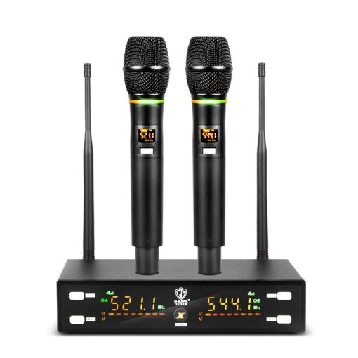 Sistema de Microfonos Inalambricos G-MARK X320FM, Microfono Dinamico Inalambrico de Metal Dual UHF Profesional para Cantar, Karaoke, Iglesia, DJ, Boda, Reunion, Discurso en Escenario, Fiesta, 200FT