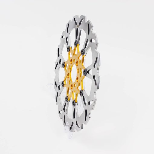 POWERJAMES 9 Spokes 14.0" Front Floating Orange Gold Brake Rotors para Harley Softail Dyna Sportster (Inner Orange) - Imagen 4
