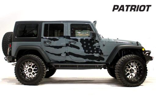Kit de graficos laterales Factory Crafts Patriot Vinilo Decal Wrap Compatible con Jeep Wrangler 2007-2016 - Negro Mate