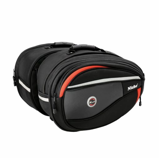 Niche 2pcs Bolso de Sillin de Moto de Lujo, Bolso Lateral, Alforja para Moto de Calle y Deportiva, Expandible e Impermeable NMO-8209