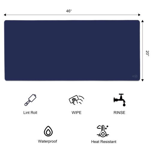 ICONIC - PRO PC GEAR 3XL Alfombrilla de Raton para Juegos Extendida 46"x20" (Azul Marino) - Alfombrilla de Raton para Escritorio Grande y Ancha - Base Impermeable/Antideslizante/Costuras Reforzadas - Imagen 2