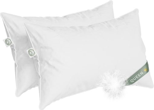 Juego de 2 almohadas de tamano Queen de East Coast Bedding - Almohada de lujo firme de hotel para una cama de lujo - Almohada de 100% plumon de ganso europeo 800FP - Almohada sin plumas para dormir - Imagen 7