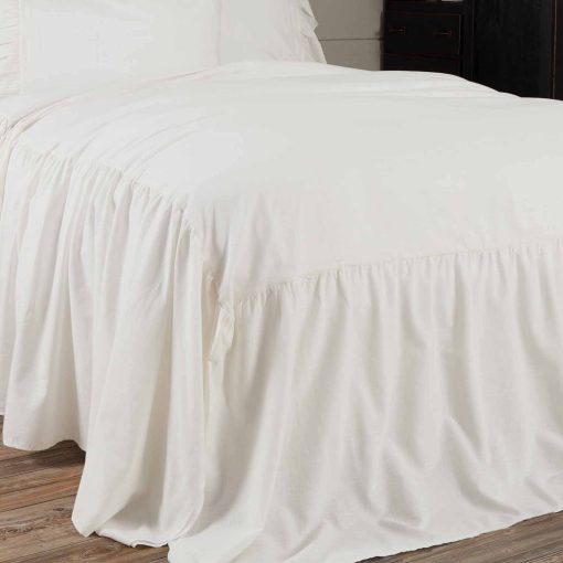 Colcha de cama con volantes Piper Classics Elizabeth, tamano King, Con faldon en 3 lados, Blanco Suave Antiguo, Ligera, Estilo Granja Rustica - Imagen 2