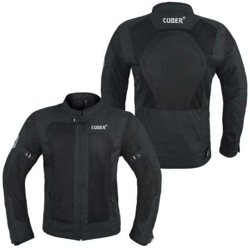 CHAQUETA DE MALLA DE MOTOCICLETA CUBER HI VIS RIDING PARA HOMBRES CON PROTECCIoN CE Y ARMADURA, EQUIPO DE CARRERAS DE MOTOCICLETAS DUALES (NEGRO, GRANDE) - Imagen 2