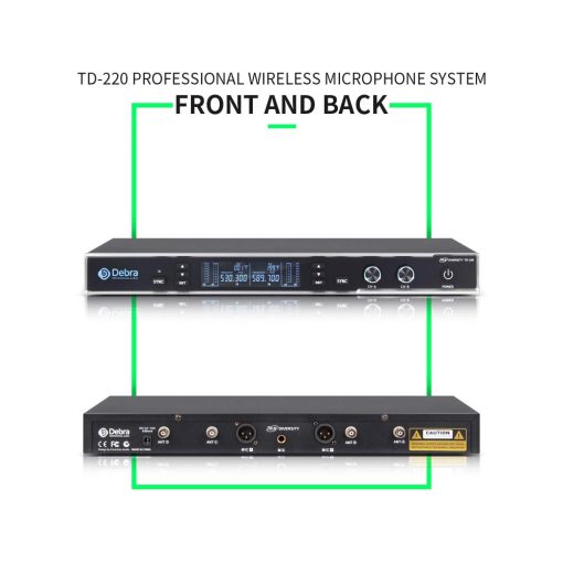 Sistema de Microfonos Inalambricos Profesionales Debra Audio Modelo TD-220 con Verdadera Diversidad UHF de 2 Canales y 2 Microfonos Inalambricos de Mano (TD-220) - Imagen 2