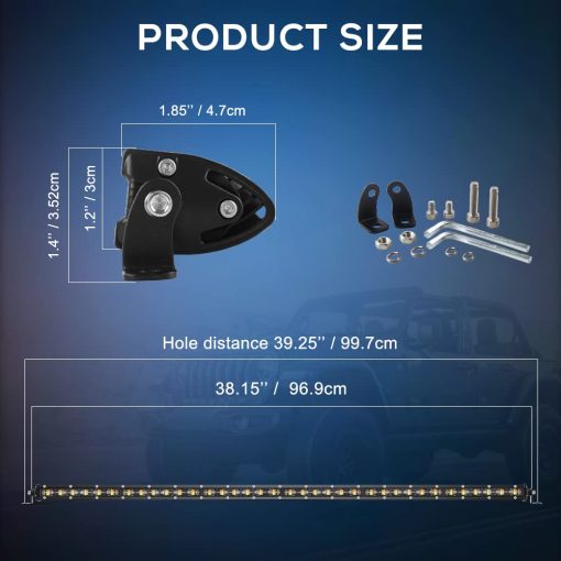 CO LIGHT Barra de luz LED de 38 pulgadas de una sola fila delgada Barra de luz de conduccion combinada para todoterreno, niebla, trabajo en camion, automovil, cabina, bote, ATV, UTV - Imagen 7