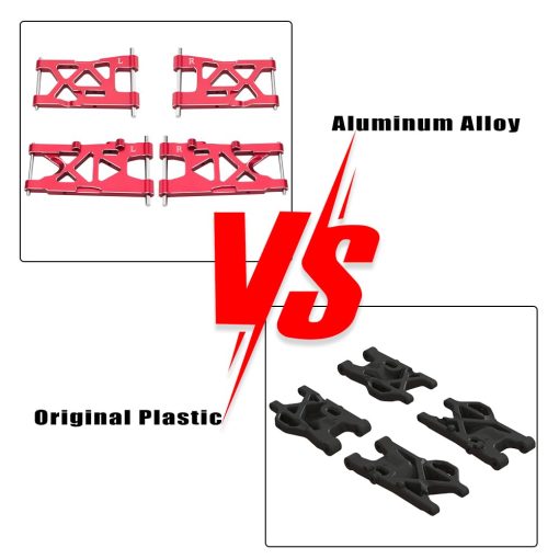 Brazos de suspension delanteros y traseros de aluminio GLOBACT para 1/8 ARRMA MOJAVE 4X4 4S BLX Piezas de actualizacion Reemplazar Arrma ARA330789 ARA330790 (Rojo) - Imagen 3