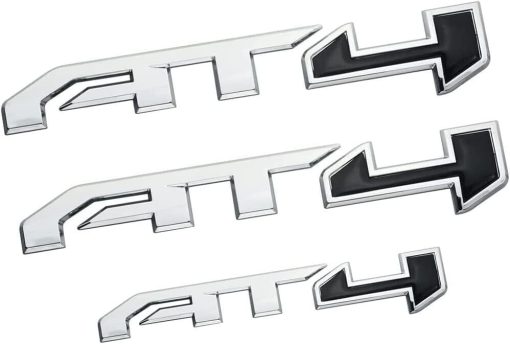 3 Piezas Emblemas AT4 Sierra 3D Lado Puerta Trasera Insignia Placa Nombre Adhesivo con Fuerte Adhesivo Reemplazo para 2019-2023 Canyon Sierra 1500 2500HD 3500HD (Negro Cromado)