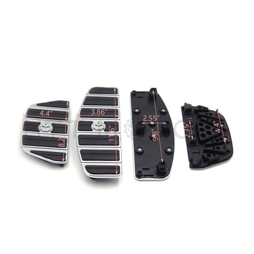HONGK- Juego de reposapies para conductor y pasajero de motocicleta con diseno de craneo zombie cromado - Forma D Tradicional Compatible con TOURING FLHT FLT FLTR FLHR FLHS SOFTAIL FLSTC FLSTN FLSTF FLSTS [B01ETS4FPE] - Imagen 4