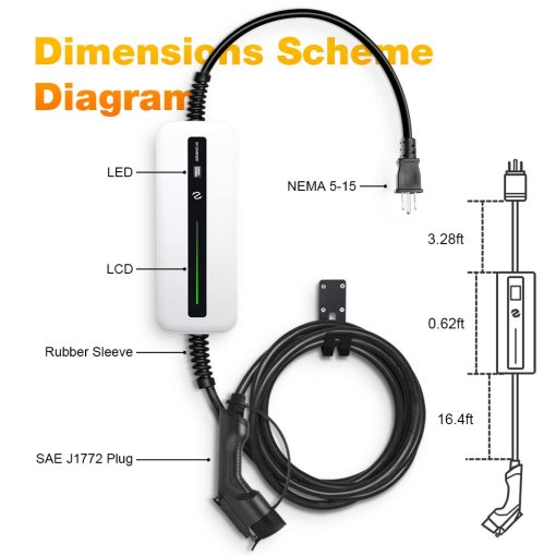 Cargador de Nivel 1 BESENERGY 15A 110V-220V Portatil J1772 20ft Cable de Carga EV Compatible con Todos los Coches Electricos - Imagen 5