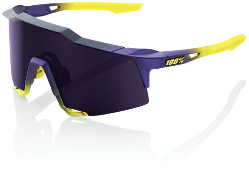 Lentes de Ciclismo de Alto Rendimiento 100% SPEEDCRAFT (Mate Metalico Digital Brillante - Lente Morado Oscuro)
