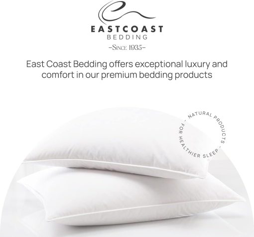 Almohadas de plumas de ganso y plumon Cozy Dream de East Coast Bedding - Certificado RDS, Funda 100% Algodon, Coleccion de Hotel, Dormir en la Cama, Soporte Mediano - Imagen 5