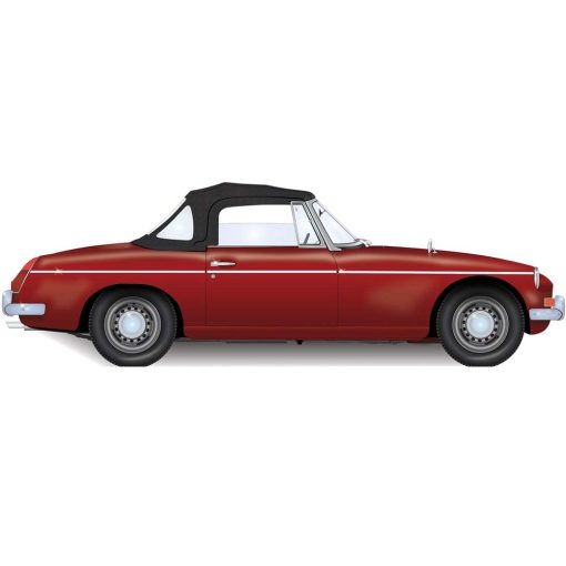 Toldo convertible AutoBerry MGB con cremallera 3 ventanas de plastico 1971-1980 Vinilo negro aplastado