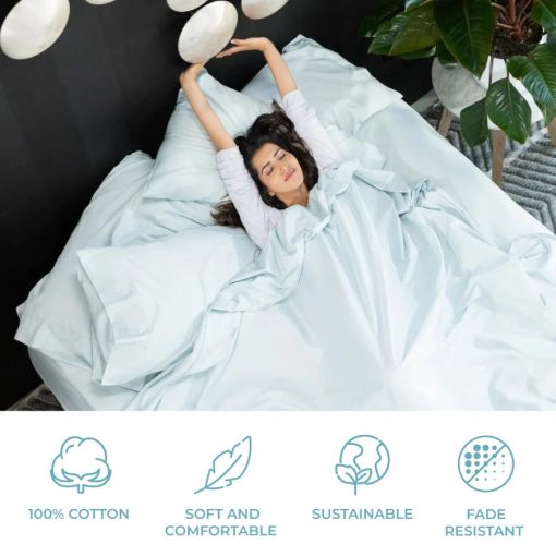 Juego de sabanas California King Bunny's Home Blanco de 800 hilos de algodon egipcio 4 piezas Juego de cama 1 sabana ajustable, 1 sabana plana y 2 fundas de almohada 18 pulgadas de bolsillo profundo de lujo Cal King Bedding - Imagen 6