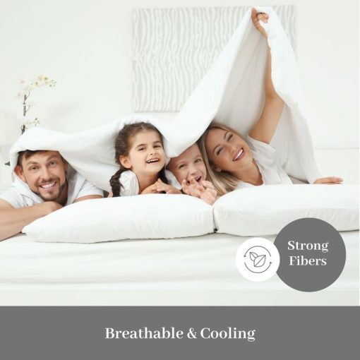 Set de sabanas DreamFit DreamCool 100% algodon egipcio enfriador con correas elasticas en las esquinas para cama ajustable bolsillo extra profundo fabricado en EE. UU. Juego de sabanas Split Head California King Gray - Imagen 2