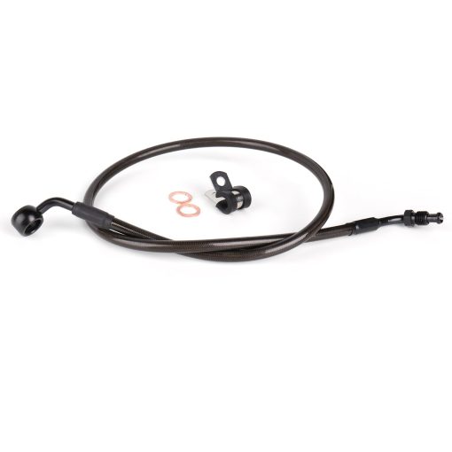 Manillar Ape Hanger de 12 pulgadas TIGERSGATE con Cable de Freno Delantero Negro de Acero Inoxidable Trenzado de Vinilo Negro Extendido para Harley Softail con Modelos ABS 2018-2022