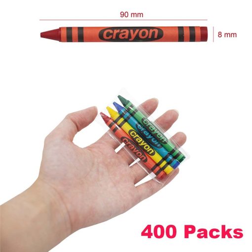 Lucky Art 400 Sets de 4 Paquetes (1600 unidades) Crayones de Tamano Estandar - Paquetes de Crayones Mini, Crayones No Toxicos; Crayones al por Mayor para Fiestas Infantiles, Suministros Escolares para Maestros y Crayones de Viaje - Imagen 3