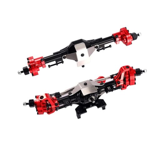 RZXYL Juego de Ejes de Portal Delanteros/Traseros de Aluminio para 1/10 Axial SCX10 II 90046 90047 RC Coche Crawler (Negro con Rojo)