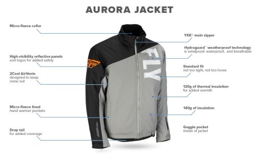 Chaqueta Aurora Fly Racing para Adultos (Negro, 2X-Grande) - Imagen 4