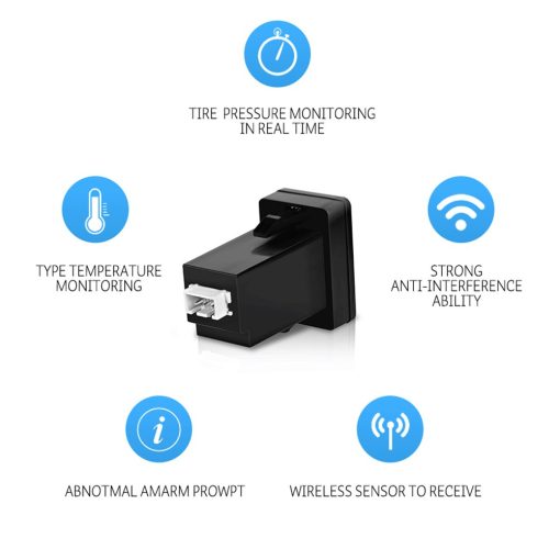 Sistema de Monitor de Presion de Neumaticos TPMS U912 Monitoreo de Presion y Temperatura en Tiempo Real 4 Sensores RF Internos/Externos Ranura Predeterminada Bateria de 5 anos (Para Nissan, con 4 sensores internos/bateria reemplazable) - Imagen 7