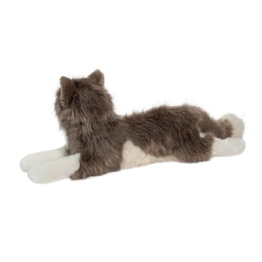 Douglas Cuddle Toys Gretta 24" DLUX Gato de Peluche Gris Acostado de Pelo Largo - Imagen 4
