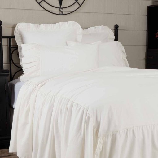 Colcha de cama con volantes Piper Classics Elizabeth, tamano King, Con faldon en 3 lados, Blanco Suave Antiguo, Ligera, Estilo Granja Rustica - Imagen 3