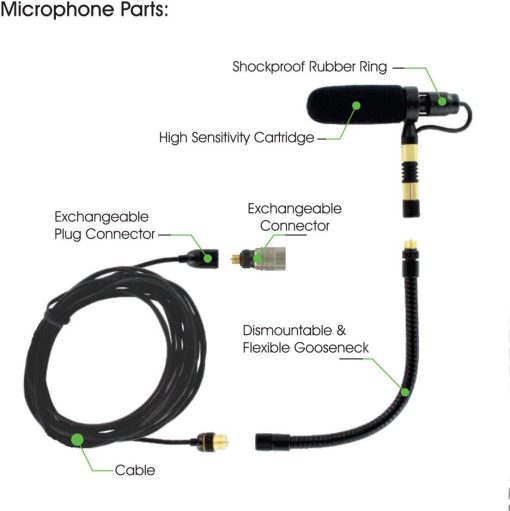 Microfono de Instrumento Musical Rannsgeer PMMB19 con Pinza para Piano y 5 Conectores - Imagen 2