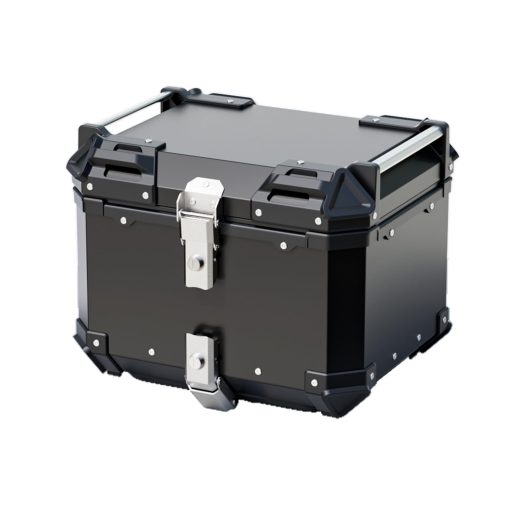Caja Superior de Motocicleta WANSLO 45L de Aluminio Grueso a Prueba de Agua con Cerradura de Seguridad - Negro (45L)