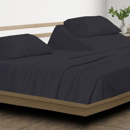 Juego de Sabanas King Split Top Balsara's 100% Algodon Egipcio 800 TC para Cama Ajustable 18" Pulgadas Bolsillo Profundo - Sabanas para Cama Sleep Number, 32" Split Top King - Solido Azul Claro - Imagen 4