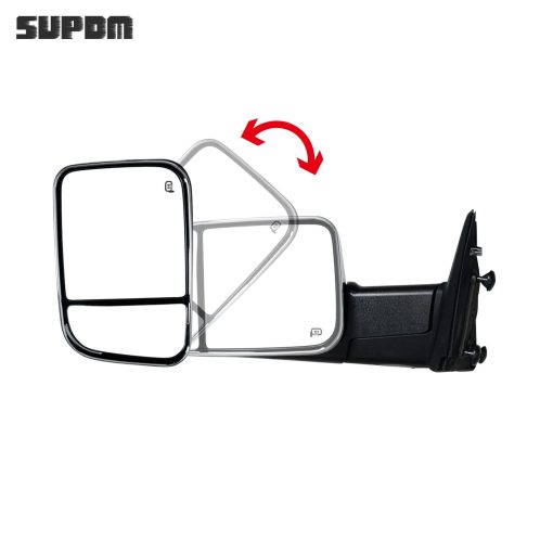 Espejos de Remolque SUPDM para Dodge Ram 1500 2500 3500 2009-2018 con Luz de Senal de Giro, Luces de Charco, Potencia Calentada Set Izquierdo+Derecho (Cromo) - Imagen 6
