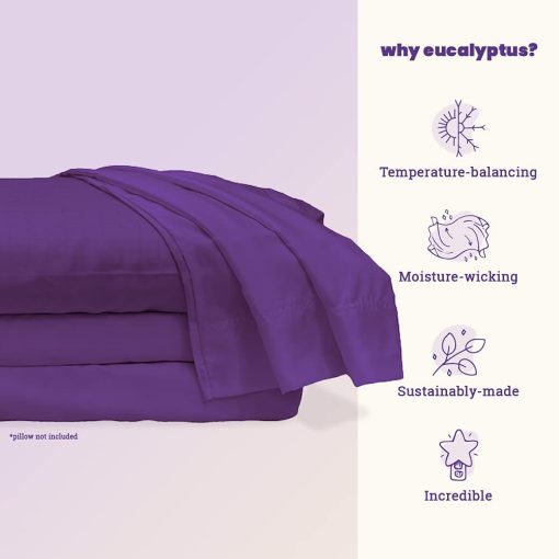 Juego de sabanas de 100% lyocell de eucalipto de Sheets & Giggles - Todo-estacion, fabricado de forma responsable, naturalmente refrigerante, super suave, que absorbe la humedad, equilibra la temperatura, vegano - Imagen 4