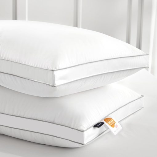 Almohada de Pluma de Lujo Globon King Size, Baja y Suave con Relleno de Plumas para Dormir, Almohada Esponjosa de Coleccion de Hotel, 18"X34", Juego de 2 - Imagen 2