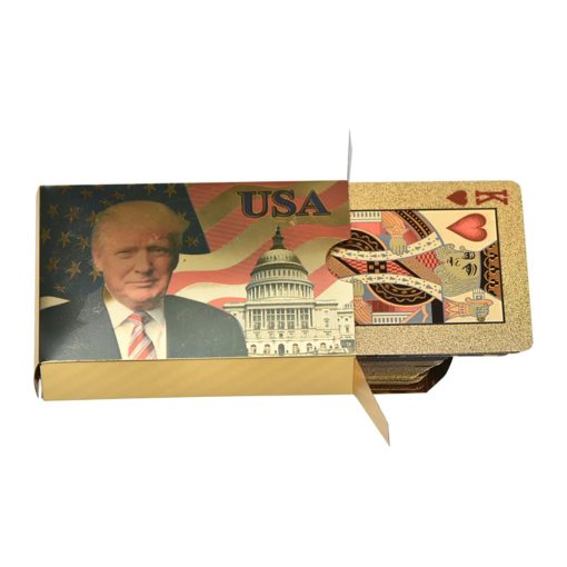 AINYROSE 10 Pack Cartas de Juego de Donald Trump - Cartas de Poker Plateadas y Doradas con Bano de Oro para Juegos de Mesa Buen Regalo para Amigos, Hombres, Novios (Oro) - Imagen 2