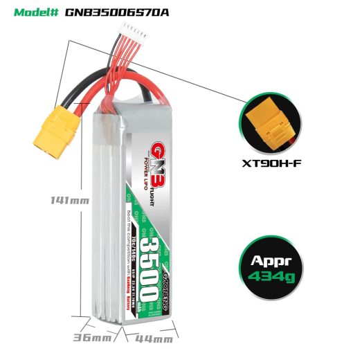 Bateria LiPo GAONENG GNB 6S 3500mAh 22.2V 70C 140C XT90 Alta Descarga C Rating Rendimiento para Helicopteros de Tamaño 600mm a 700mm, Drones RC, Barcos RC, Pasatiempos RC - Imagen 5