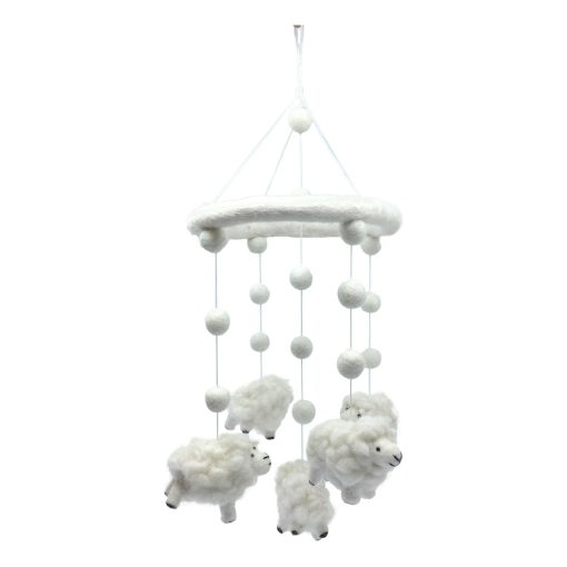 Movil de cuna de lana de oveja para la habitacion del bebe