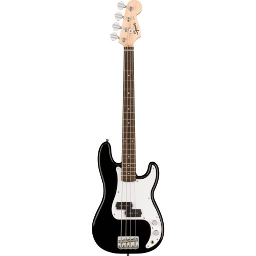 Bajo de Escala Corta Squier by Fender Mini Precision con Garantia de 2 anos, Diapason de Laurel, Maquinas de Afinacion Selladas y Pastilla de Bobina Dividida, Mango de Arce, Negro
