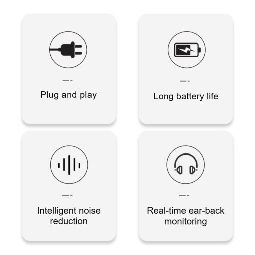 Microfono de solapa inalambrico G-MARK GO 360, Microfonos de solapa inalambricos de 2,4 GHz de doble canal con monitoreo en tiempo real del oido, ajuste de ganancia y silencio para entrevistas, vlogs, telefonos, camaras - Imagen 3