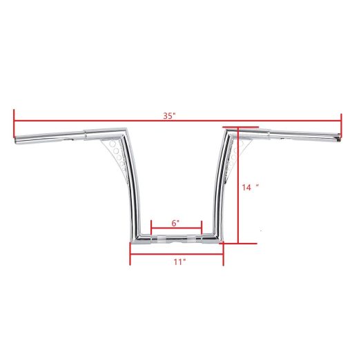 Manillar Batwing Ape Hanger de 14'' Rise 1-1/4'' compatible con Harley Sportster XL Softail FLST FXST Cromado - Imagen 5