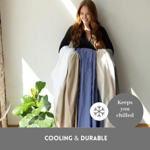 Juego de sabanas DreamFit DreamChill Cooling Bamboo Viscose para camas ajustables con correas elasticas en las esquinas de 20 pulgadas de bolsillo extra profundo transpirables suaves al tacto 100% fabricadas en EE. UU. Tamano California King dividido Azul - Imagen 2