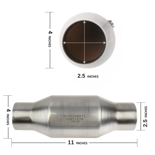 Conversor Catalitico Universal de 2.5" de Entrada/Salida, con Puerto O2 - Pack de 2 MAYASAF - Cumple con las normas de la EPA - Imagen 3