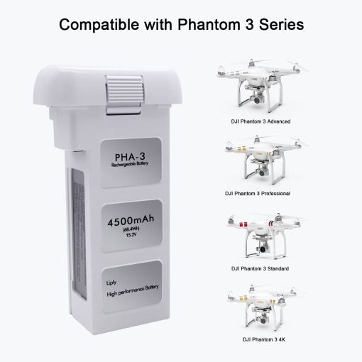 Reemplazo de bateria para DJI Phantom 3, Bateria Extendida de 4500mAh para Phantom 3, Bateria de Vuelo Inteligente para DJI Phantom 3 Professional, Phantom 3 Advanced, Phantom 3 Standard, Phantom 3 SE - Imagen 3