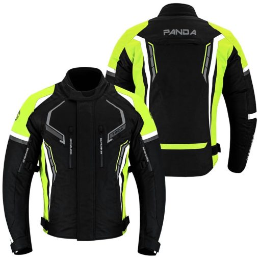 Chaqueta de moto PANDA CYCLE GEAR para hombre de alta visibilidad impermeable con armadura CE para enduro y motocicletas de doble deporte y acolchado de espuma para proteccion, Chaqueta de moto para hombres | Hi-Viz Verde, XL - Imagen 7