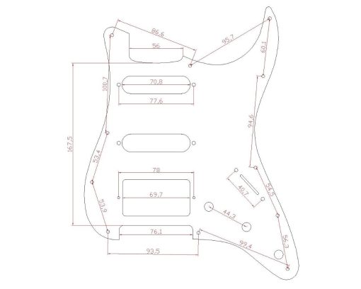 Pickguard de Guitarra HSS Strat Estilo Moderno de Aluminio Anodizado de 11 Agujeros Dopro para Americano/Mexicano - Negro - Imagen 2
