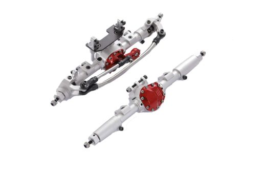 Ejes Delanteros y Traseros de Aleacion de Aluminio Universal 1:10 para Axial SCX10 II RC Crawler Truck Car Upgrades (Plata)