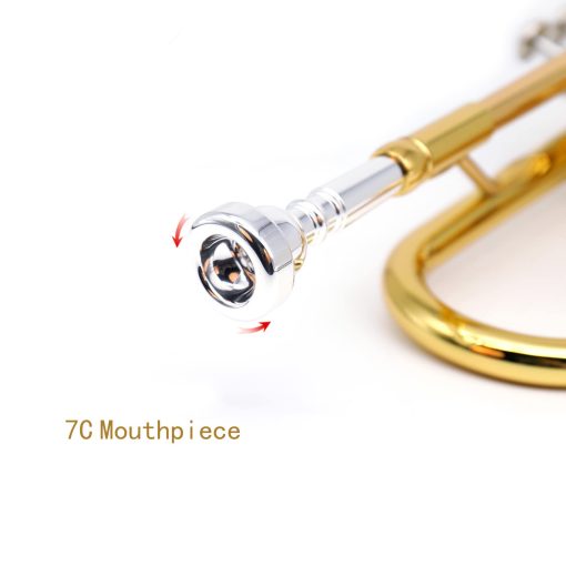 Trompeta estandar Bb LeSage dorada para principiantes estudiantes Trompeta de laton con boquilla 7c Kit de limpieza de la trompeta Aceite de valvula Estuche de la trompeta - Imagen 3