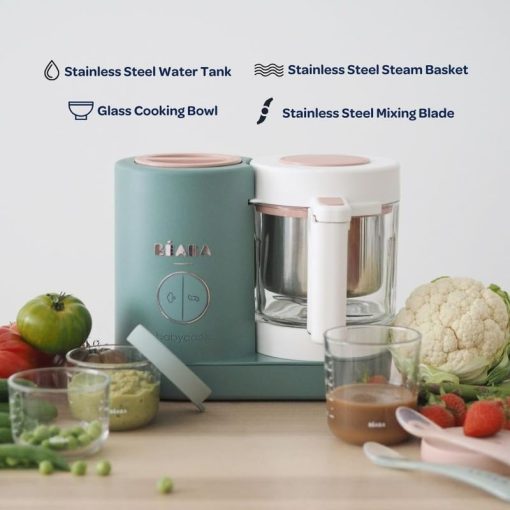 BEABA Babycook Neo, Procesador de alimentos para bebes de vidrio, Licuadora de alimentos para bebes de vidrio, Vaporera de alimentos para bebes 4 en 1, Mezclador de alimentos para bebes de vidrio, Esenciales para bebes, Haga comida para bebes en casa, Hace 34 porciones en 20 minutos, Medianoche - Imagen 4